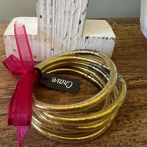 New Gold Glitter Jelly bracelets Set of 5